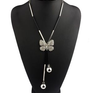 Elegant Butterfly Beaded Chain Tassel Necklace